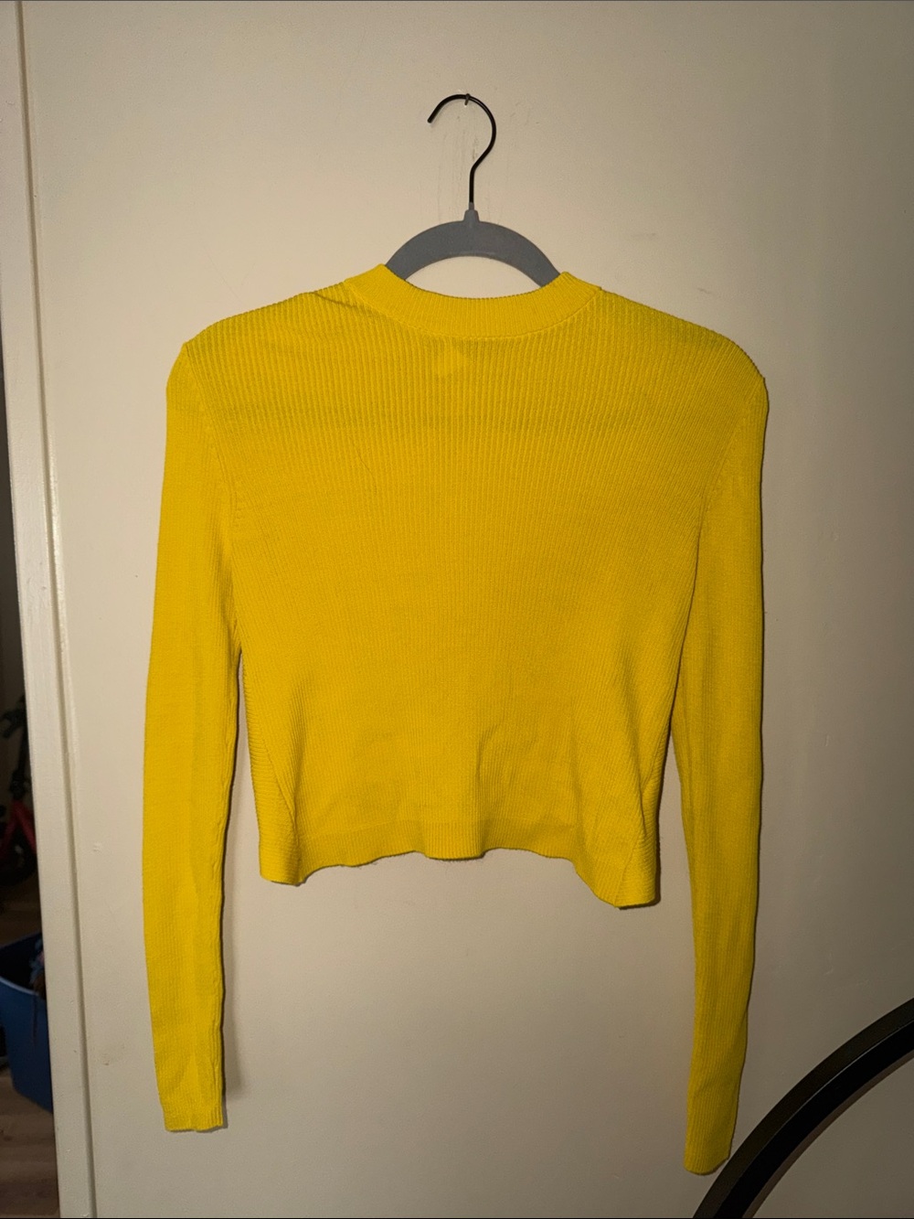 H&M Bright Yellow Ribbed Cropped Long-Sleeve Top